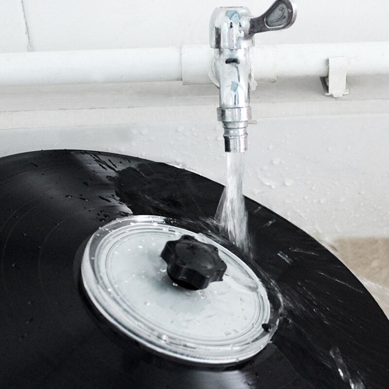 Vinyl Record Clamp - LP Record Label Saver - Waterproof Acrylic Cleaning Tool with Microfiber Cloth