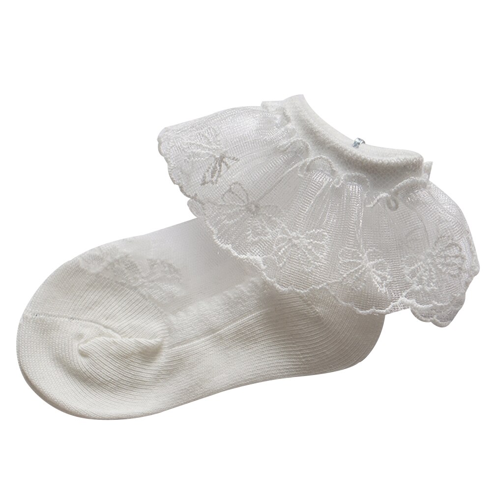 Kinderen Sokken Lente En Zomer Meisjes Kant Sokken Kant Prinses Baby Losse Baby Katoenen Sokken: WHITE / For Foot 9-12cm