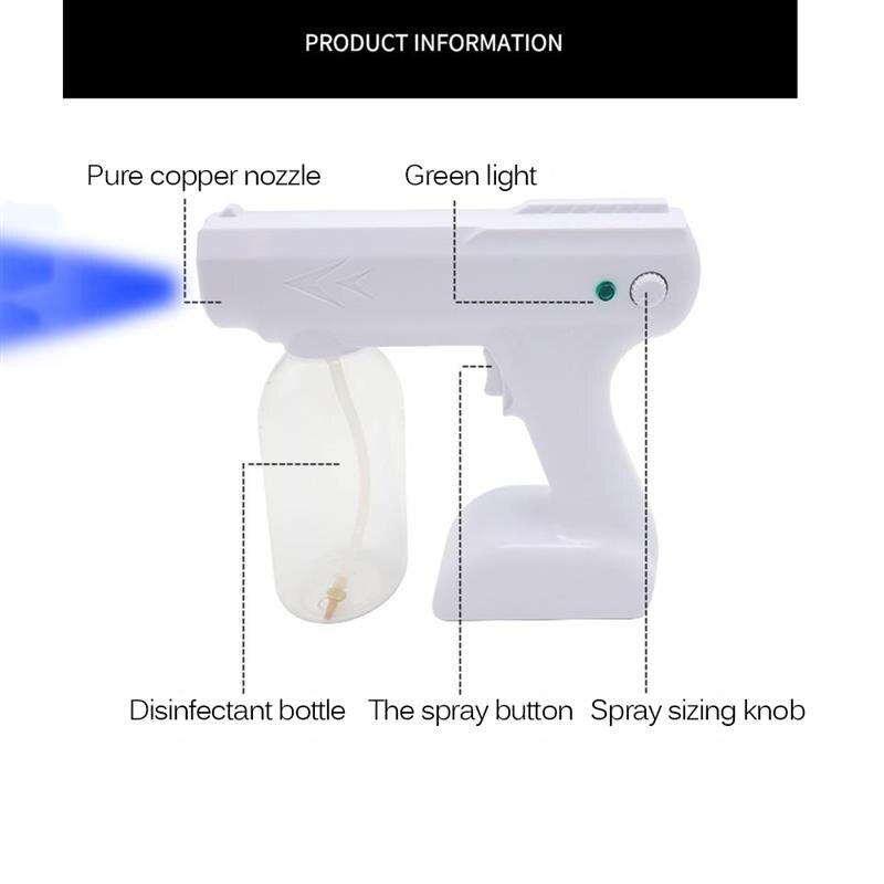 Wireless Sprayer Sanitizer Fogger Machine Handheld Rechargeable Nano Steam Atomizer With Blue Light For Disinfectants 800ml