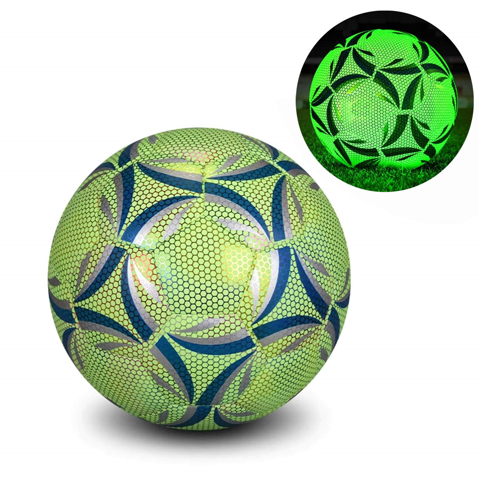 Glow In Dark Led Voetbal Bal Voetbal Luminate Gloeiende Voetbal Ballen Pu Reflecterende Size 5 4 Standaard Praktijk Training Ballen