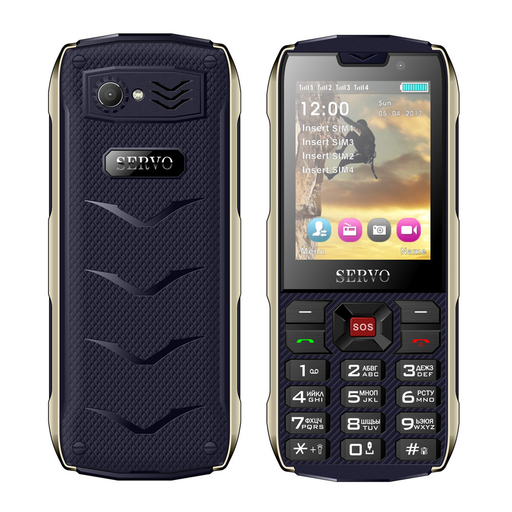 SERVO H8 Mobiele Telefoon 2.8inch 4 SIM telefoon Bluetooth Zaklamp GPRS 3000mAh Power Bank Telefoon Russische Taal toetsenbord mobiele