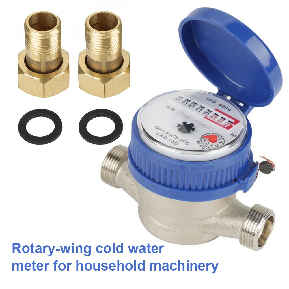 Medida do fluxo medidor de água fria 15mm 1/2 polegada contador rotativo universal com parafusos juntas display digital fácil instalar jardim casa