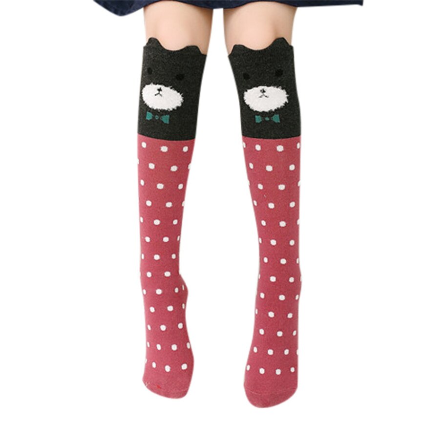 Cotton Cartoon Children's Baby Fox Socks With Bear Knee Highs Long Cute Infantil Kids For Girls Kniekousen 3-12 Years Old 1pcs: B