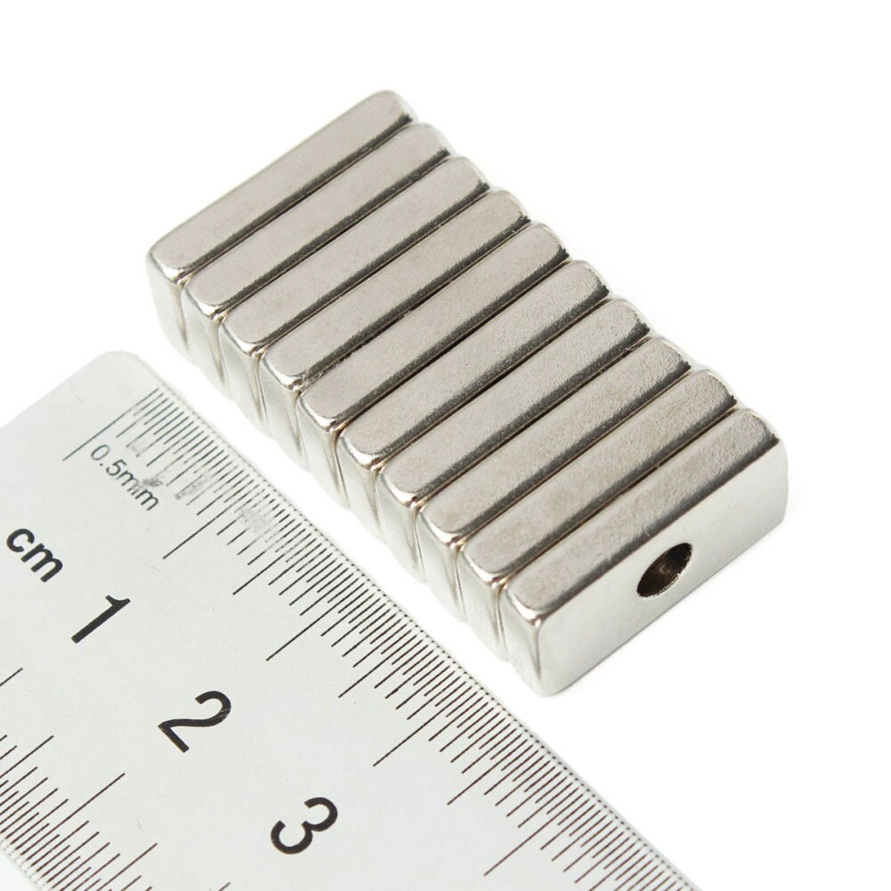 10Pcs Multipurpose 20X10X4Mm Cuboid 4Mm Gat N52 Super Sterke Zeldzame Aarde Magneten Ring blok Neodymium Magneet Koelkast Magneten