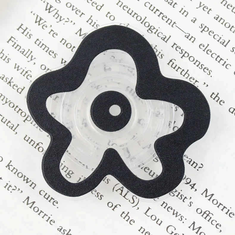 Cute Floral Phone Grip posocket Tok Flower Cellphone Stand Holder for iPhone 15 14 Mobile Bracket Foldable Expanding Kickstand: black