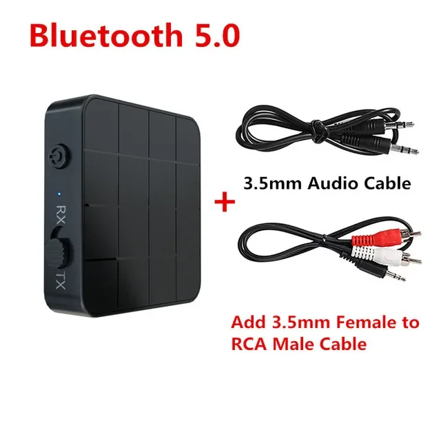 KN319 receptor transmisor Bluetooth 2 en 1 convertidor receptor de Audio estéreo adaptador inalámbrico con RCA 3,5 MM AUX para coche TV PC: Verde