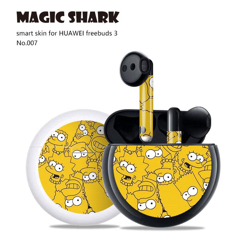 Magic Shark 2.5D pcv malowanie czaszka diabeł naklejki skóry pokrywa Film Case dla HUAWEI Freebuds 3: 007