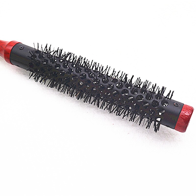 1pc bouclé rond rouleau brosse à cheveux Nylon peigne Salon barbier brosse à cheveux coiffure style outil bord contrôle bois peigne
