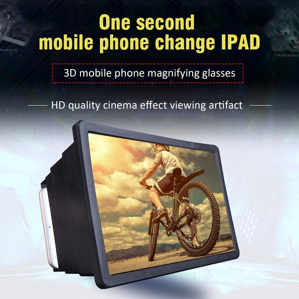 3d hd-filmforstærker med sammenklappelig holderholder mobiltelefon skærmforstørrelsesglas  / 3d skærm øjenbeskyttelsesbeslag