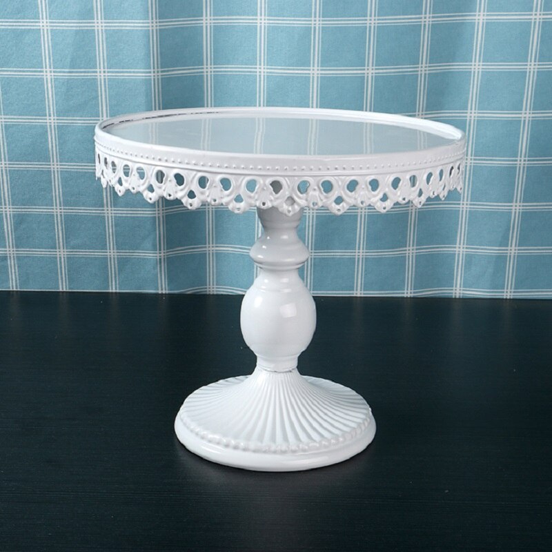 Round White Cake Stand Metal Dessert Table Cake Tray Christmas Birthday Party Macaron Cupcake Rack Stand For Wedding Decor
