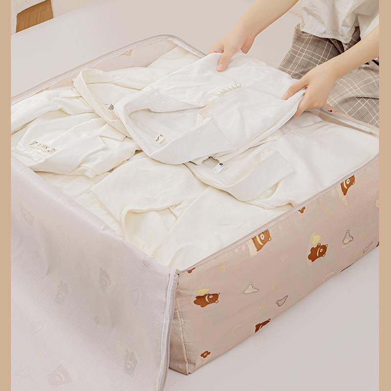 Thickened Quilt Storage Bag Durable Move House Organizer Handle Winter Clothing Storage Zipper Moisture-Proof Household Foldable