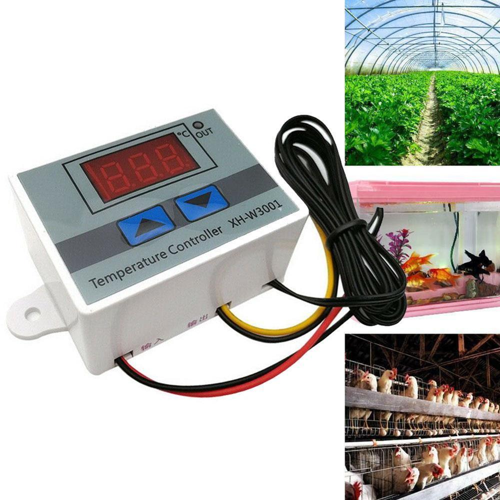 Controlador de temperatura Digital LED XH-W3001 para incubadora, 12V, 24V, 220Vac, Interruptor de Sensor NTC de calefacción, termostato de refrigeración, L4Q2