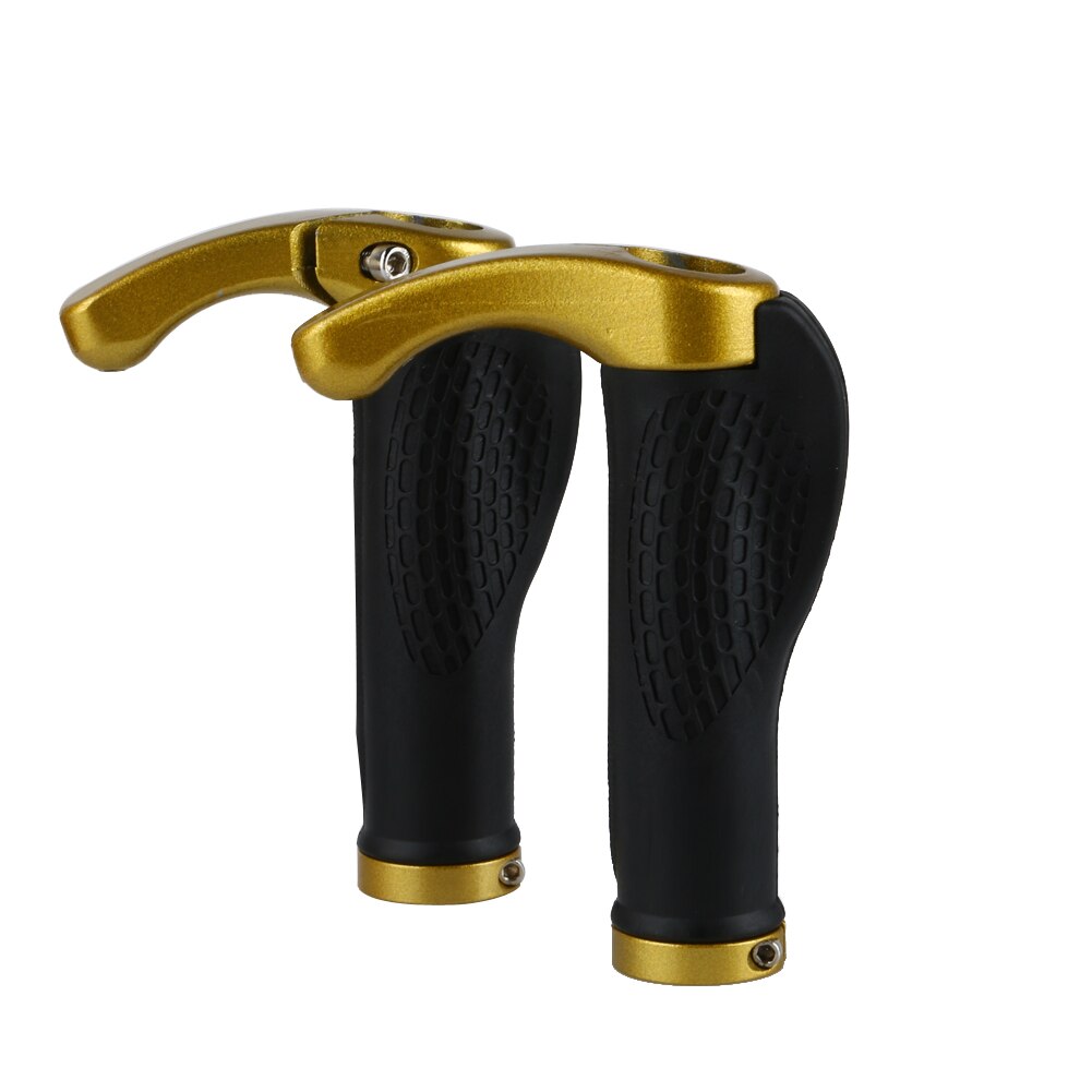 Puños de goma para manillar de bicicleta MTB, agarres antideslizantes para bicicleta de montaña, manijas para bicicleta, extremos con bloqueo, accesorios para bicicleta: Gold