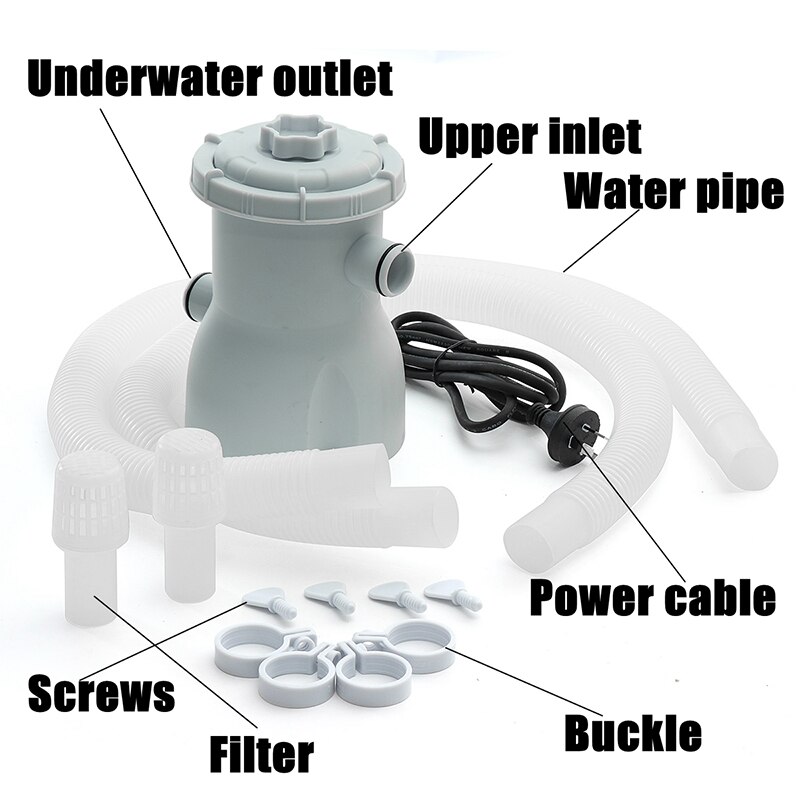 Eu / us / uk plug elektrisk pool filter pump vatten rengöringsverktyg ovan jord pool pump filter kit: Storbritannien