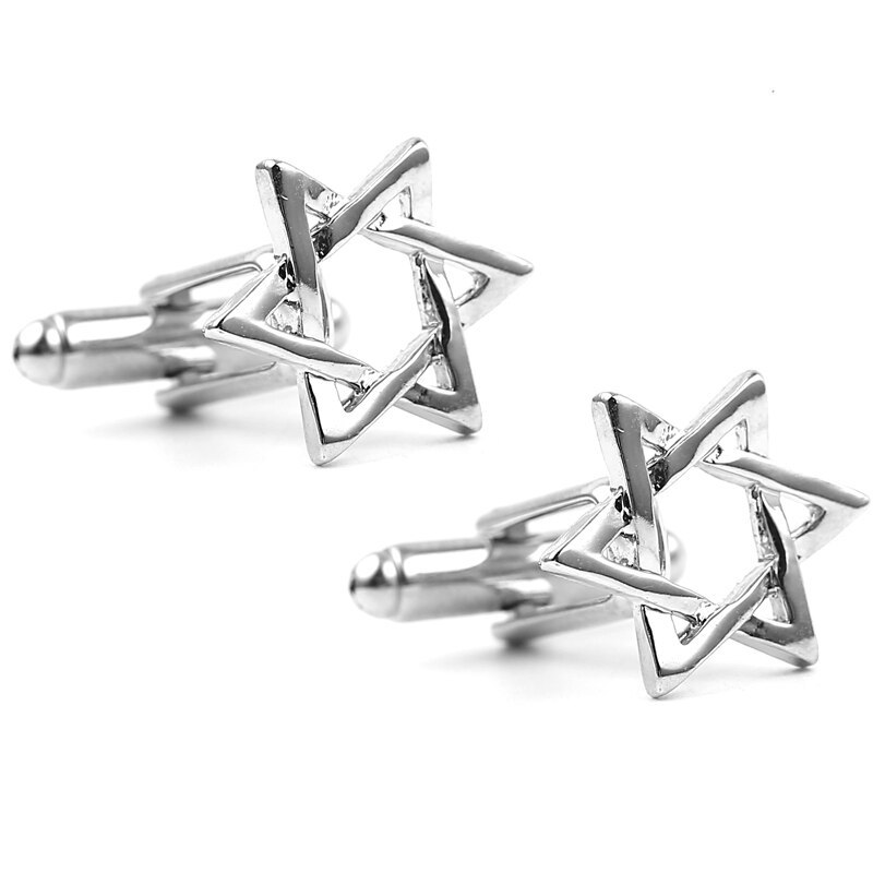 Gemelos circulares geométricos para hombre, estrella de David, estrella de joyería, gemelos de camisa para hombre,