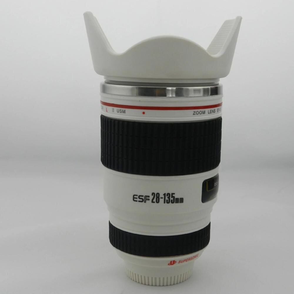 400ml Stainless steel liner Camera Lens Mugs Coffee Tea Cup Mugs With Lid Novelty Thermocup Thermo mug: 4th White
