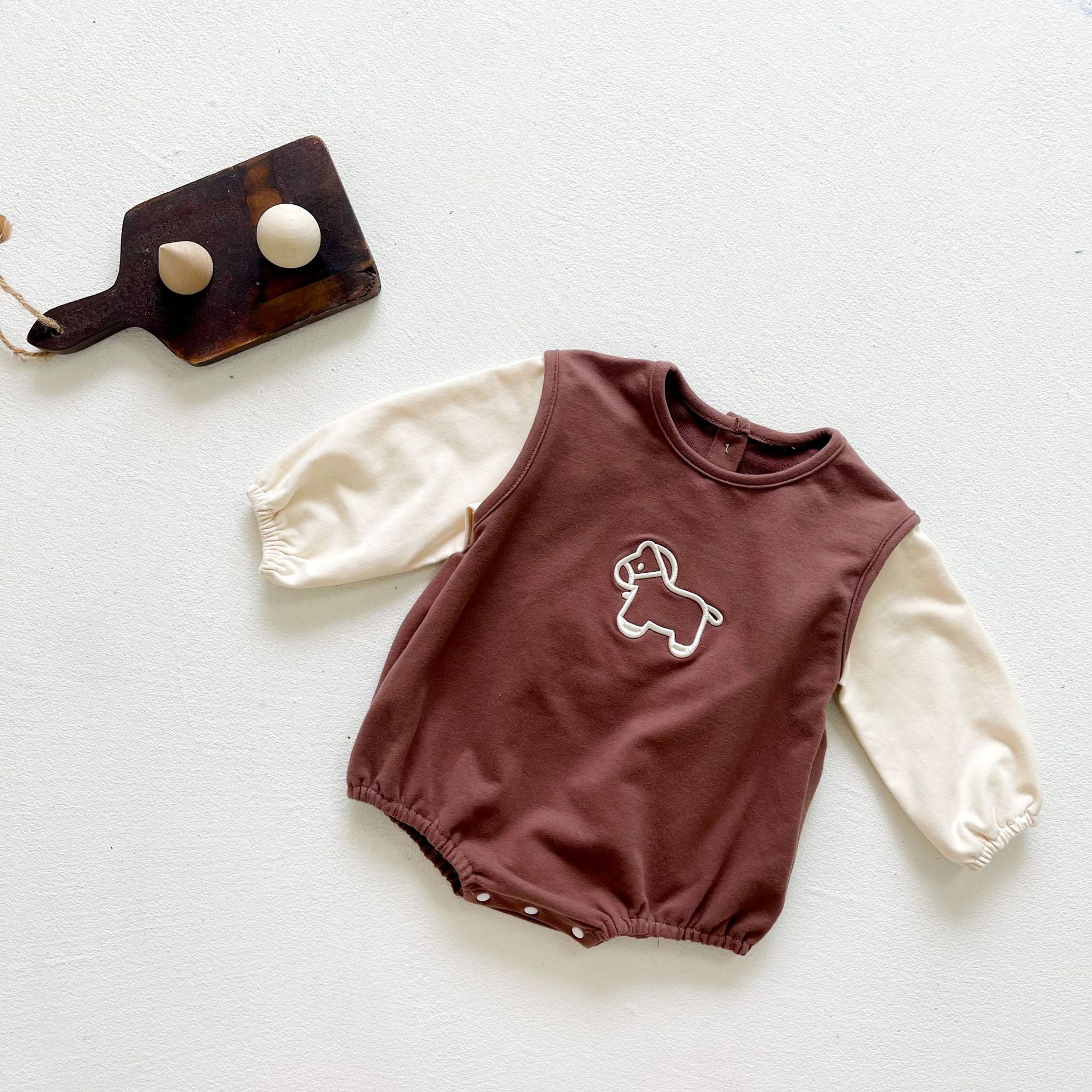 2022 Baby Winter Romper Fleece Gevoerde Koreaanse Stijl Verse Hond Borduren Romper Voor Baby Meisjes En Baby Boy: 3-6M