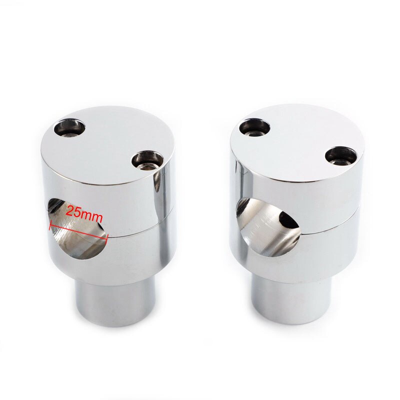 Elevador de manillar recto de subida de 2 ", abrazadera de montaje de Estilo Redondo, ajustador para manillar Universal de 22mm, 25mm, 7/8" y 1": 25mm-Chrome
