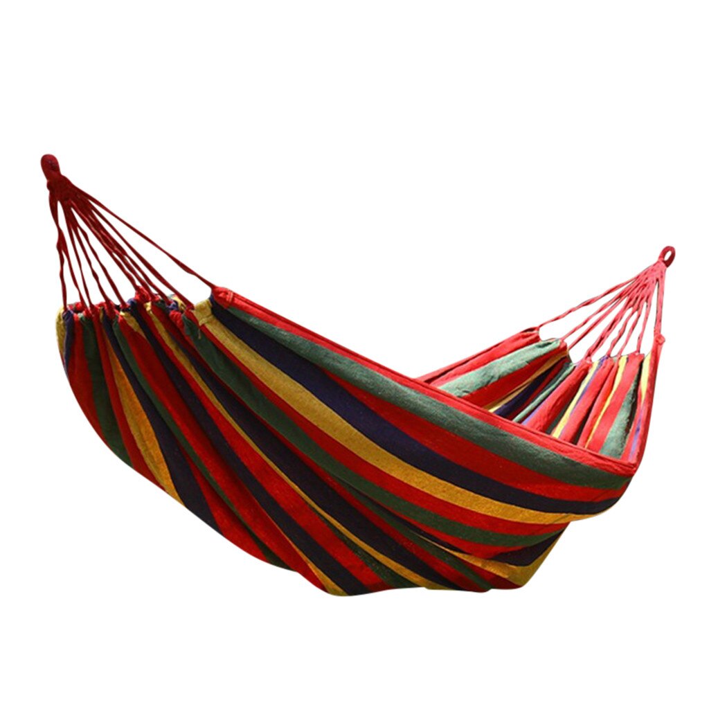 Summer 260X80CM Hanging Chair Comfort Durability Yard Striped Hanging Large Chair Garden Reading Bed Hammock #LR3: Red