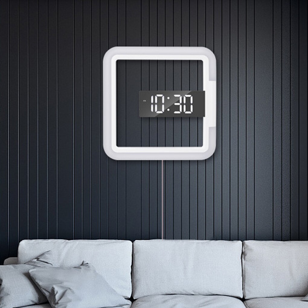 Digital Alarm Clock Self-adhesive Hollow Monitor Night-lights Thermometer Projection Clocks Home Decor for Bedroom Living Room