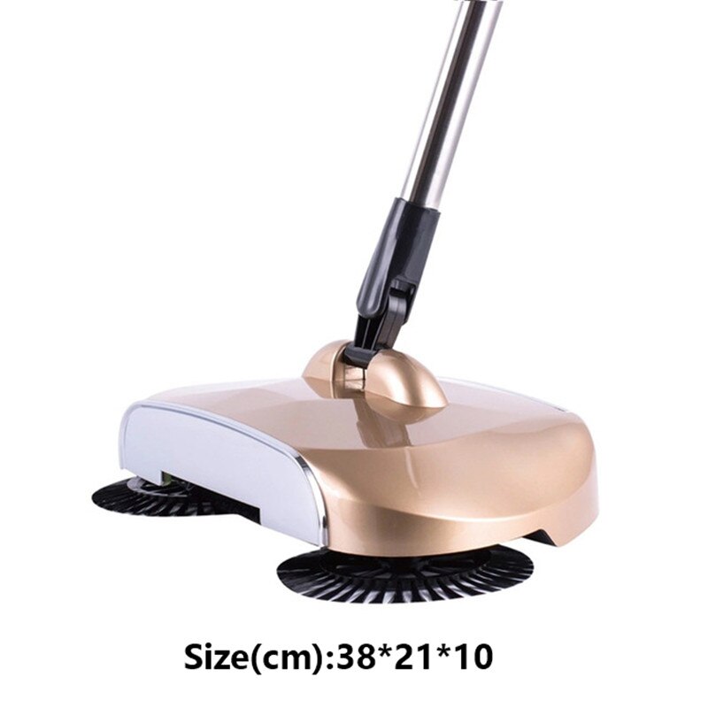 Automatische Veegmachine Machine Hand Push Magische Bezem En Stoffer Set Dweilen Machine Rvs 3 In1 Household Cleaning Tools: Gold and bright