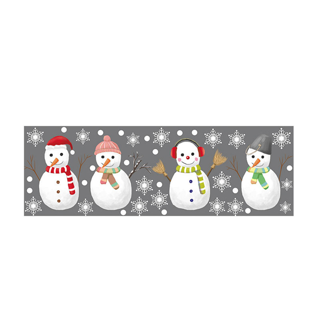 Cartoon Christmas Stickers for Window Showcase Removable Santa Clause Snowman Home Decor Decal Adhesive Year Glass Mural#30