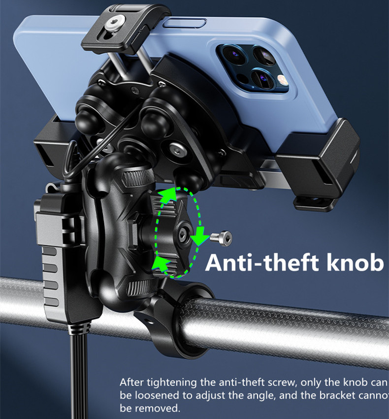 Soporte de teléfono para motocicleta, cargador inalámbrico, espejo para Moto, soporte móvil, carga rápida USB, soporte para manillar de teléfono móvil