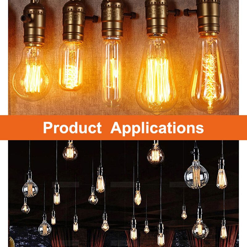 E27 Lamp Socket Vintage Edison Licht Houder Classic Retro Edison Lamp Houder Industriële Hanger Knop Lampvoet Schakelaar/Rits