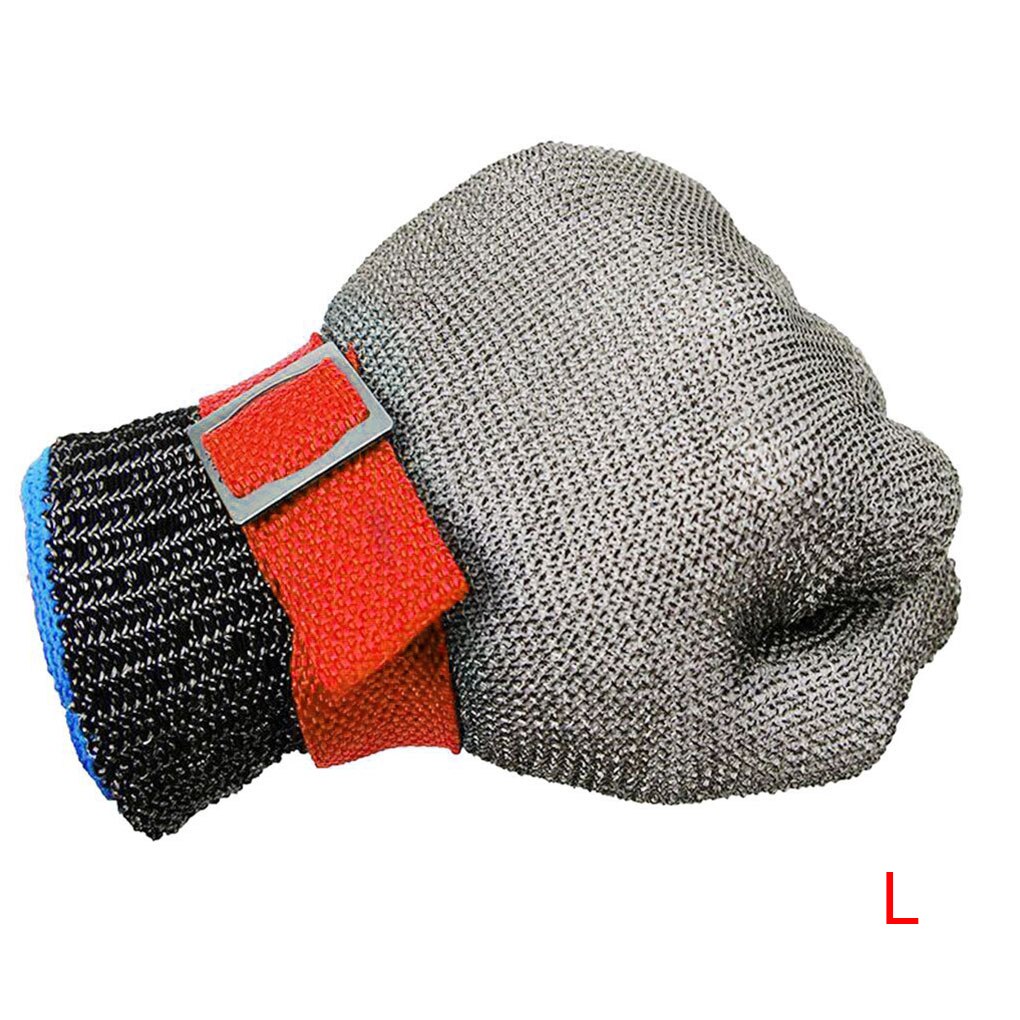Anti-cut Gloves Safety Cut Proof Stab Resistant Stainless Steel Wire Metal Mesh Butcher Cut-Resistant Gloves Protective Tools: red L