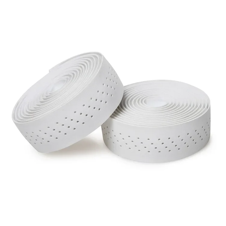 Vintage Perforated Bicycle Handlebar Straps Leather Shock Absorbing Anti-slip Comfort Extended Road Bike Handlebar Straps: Navy Blue