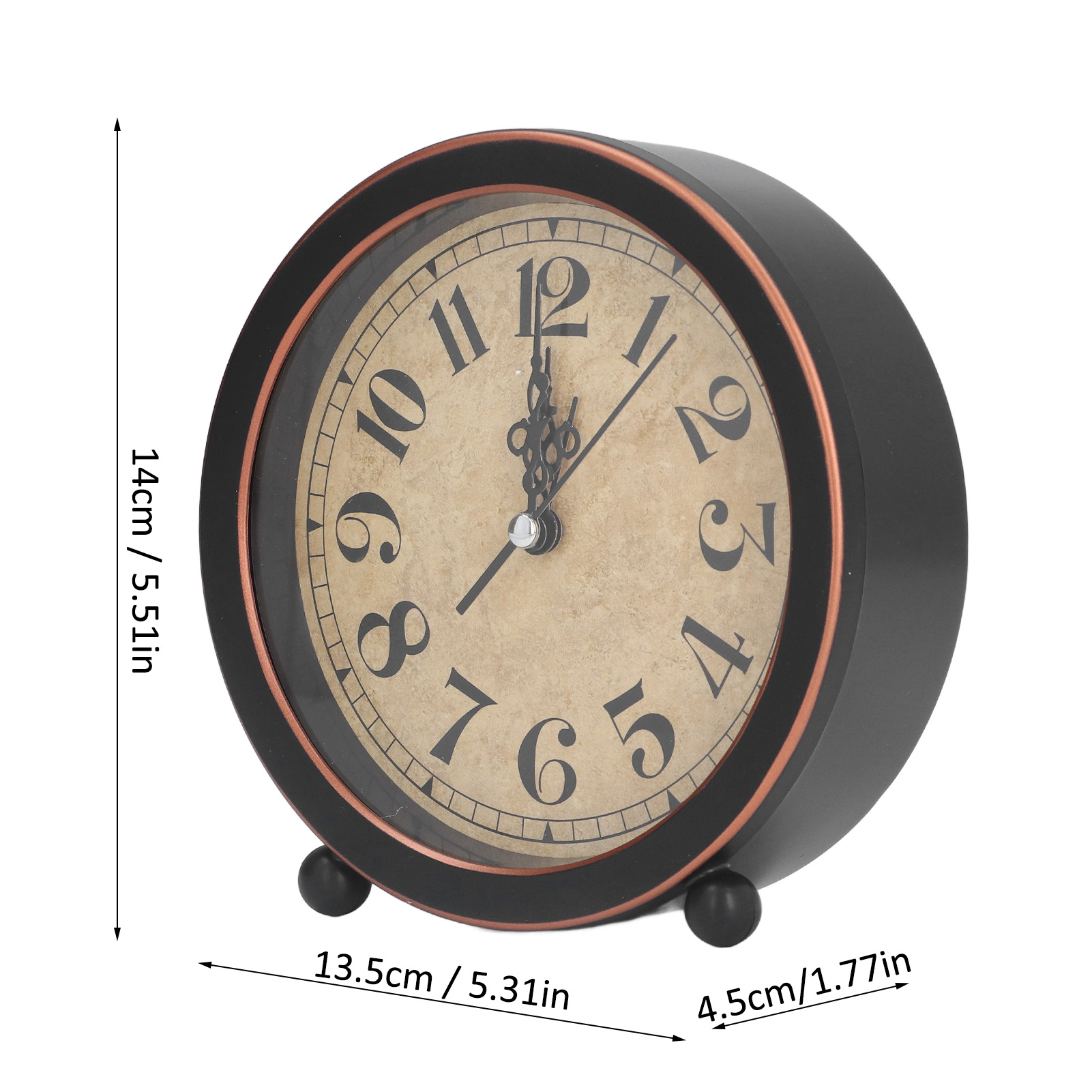 Desk Clock Retro Style Easy Identification Silent Ticking Nonradiative High Accuracy Battery Alarm Clock For Home Office
