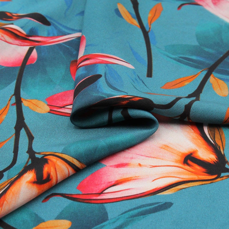 Modne kwiatowe druku czysty jedwab krepa chińska tkanina jedwabna naturalna jedwabna tkanina miękka, SCDC1179