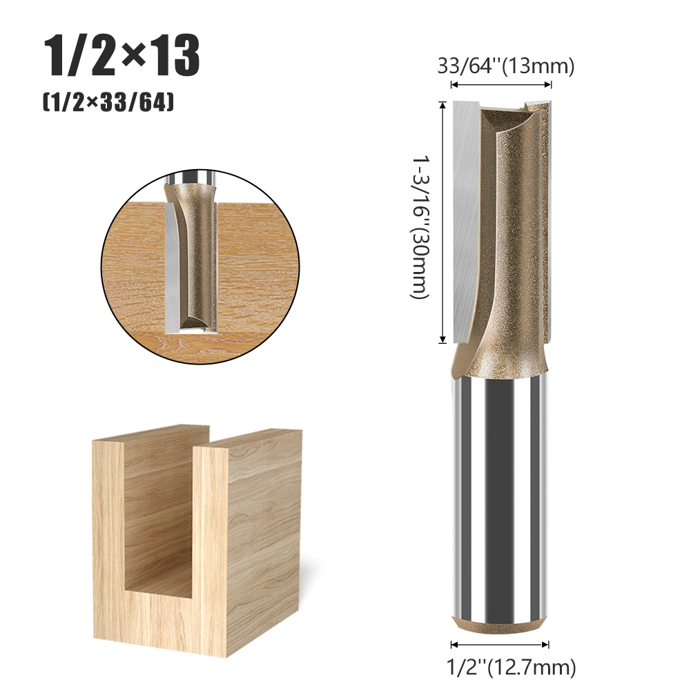 Broca recta de carburo de tungsteno, enrutador de doble flauta única, cortador de fresado de madera para herramienta de carpintería, diámetro de 3-25mm, vástago de 1/2 pulgadas: 26mm