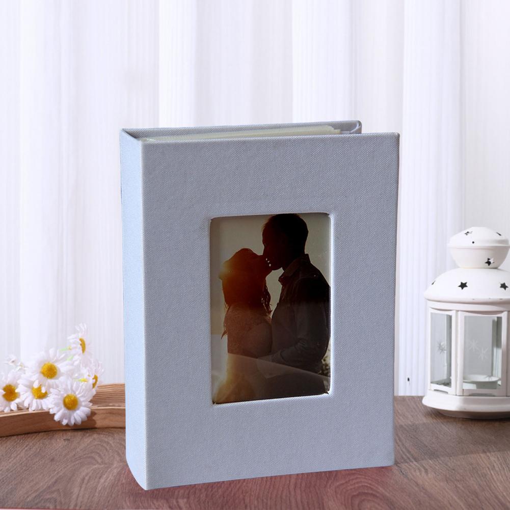Fotoalbum med linnedomslag, 50 sider, 100 lommer , 4 x 6- tommer fotoalbum, der kan indsættes, bærbart, letvægts billedsamlingsbog