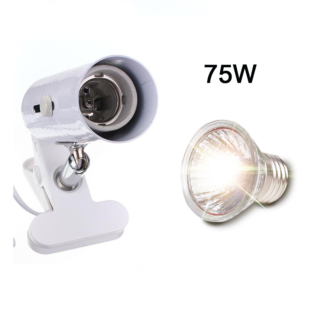 Reptil Lampe Bausatz mit Clip-auf Keramik Licht Halfter Schildkröte Aalen UV Heizung Lampe einstellen Schildkrözehn Eidechse Beleuchtung 220V UVA + UVB 3,0: Weiß und 75W Lampe