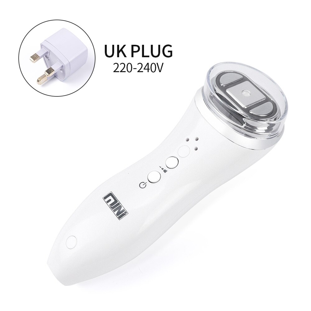 HIFU Ultrasound Bipolar RF Facial Neck Skin Lifting Massager Anti Wrinkle Tightening High-energy Fast Focus Face Beauty Machine: White UK PLUG
