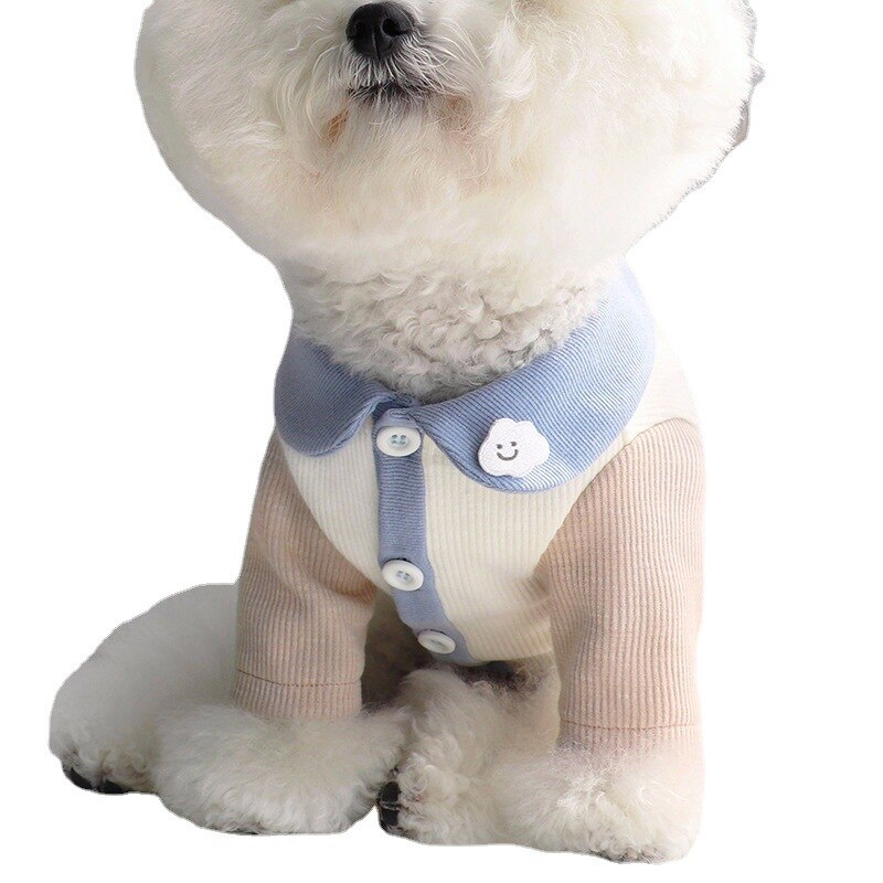 Thin Dog Bottoming Shirt Cute Cloud Pet Schnauzer Corgi Cat Pet Clothing Lapel Open Button Pet Coat Dog Clothes