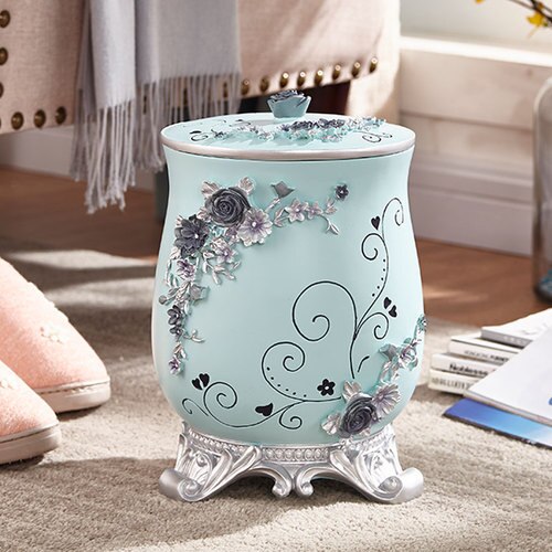 European desktop coffee table mini storage bin trash can small home storage tube garden round flower bucket garbage cans: O