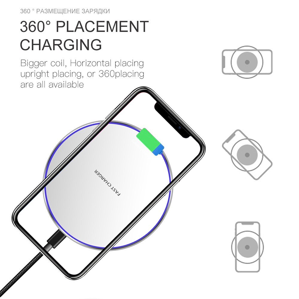 10W Fast Wireless Charger For iPhone X/XS Max XR 8 Plus for Samsung Xiaomi Huawei phone charger wireless