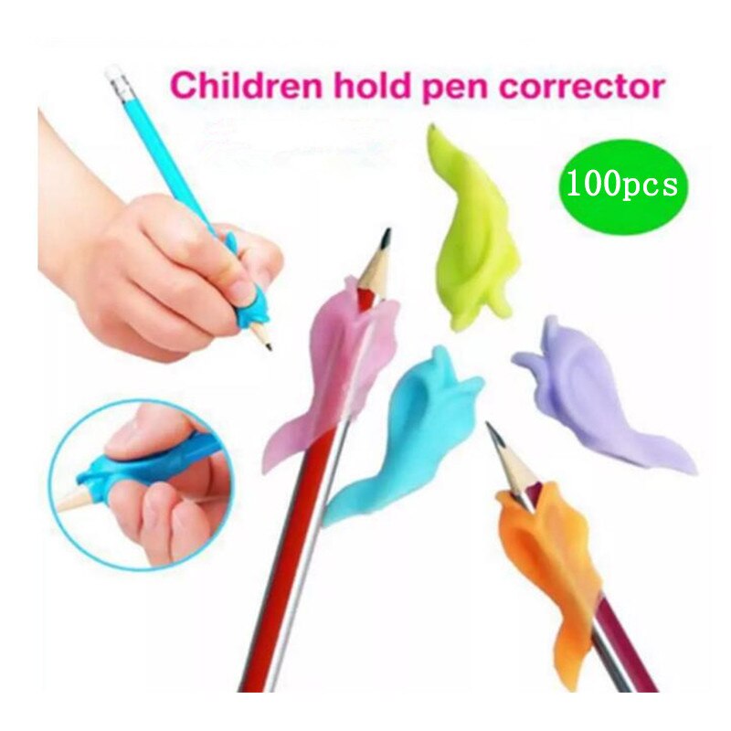 100Pcs Siliconen Dolfijn Vis Houden Tekening Potlood Kinderen Creativiteit Kids Studenten Potlood Schrijven Tekening Beschermen Vinger Speelgoed
