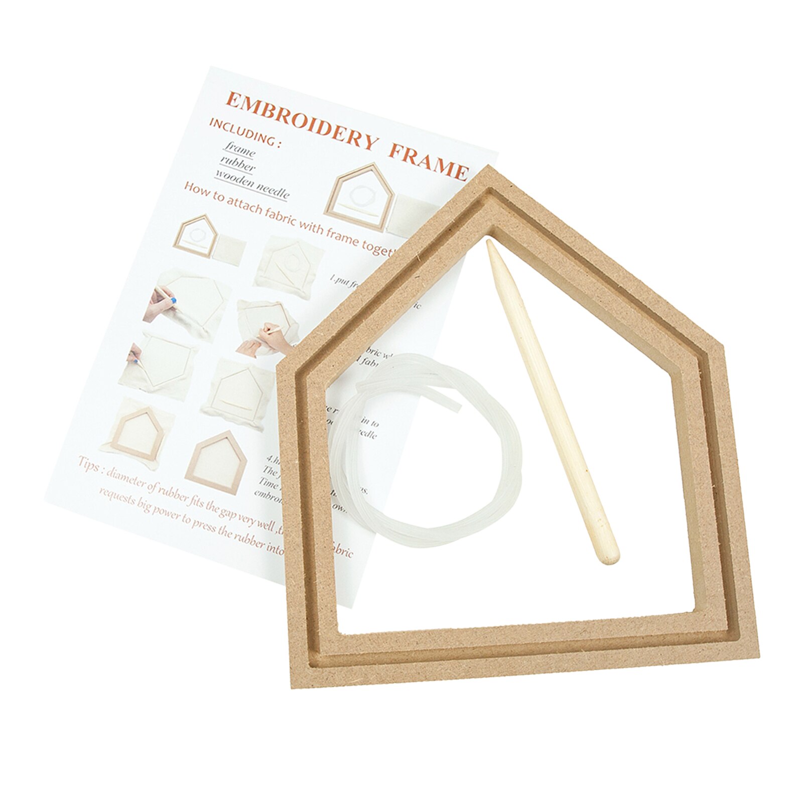 Embroidery Wood Frame Circle Hoop Cross Stitch Craft Rack Handmade Sewing Kit: house shape
