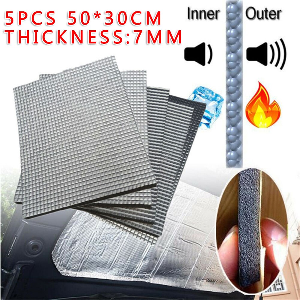 Insulation Car Sound Heat Insulation Mat Heat Mat Parts Replacement 5Pcs 7mm Car