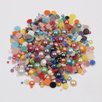 1000 stk/parti hvid/sort mix størrelser keramiske perler halvrund flatback perle 2mm-6mm blandet til diy lim nail art beklædningsgenstand: Bland farve