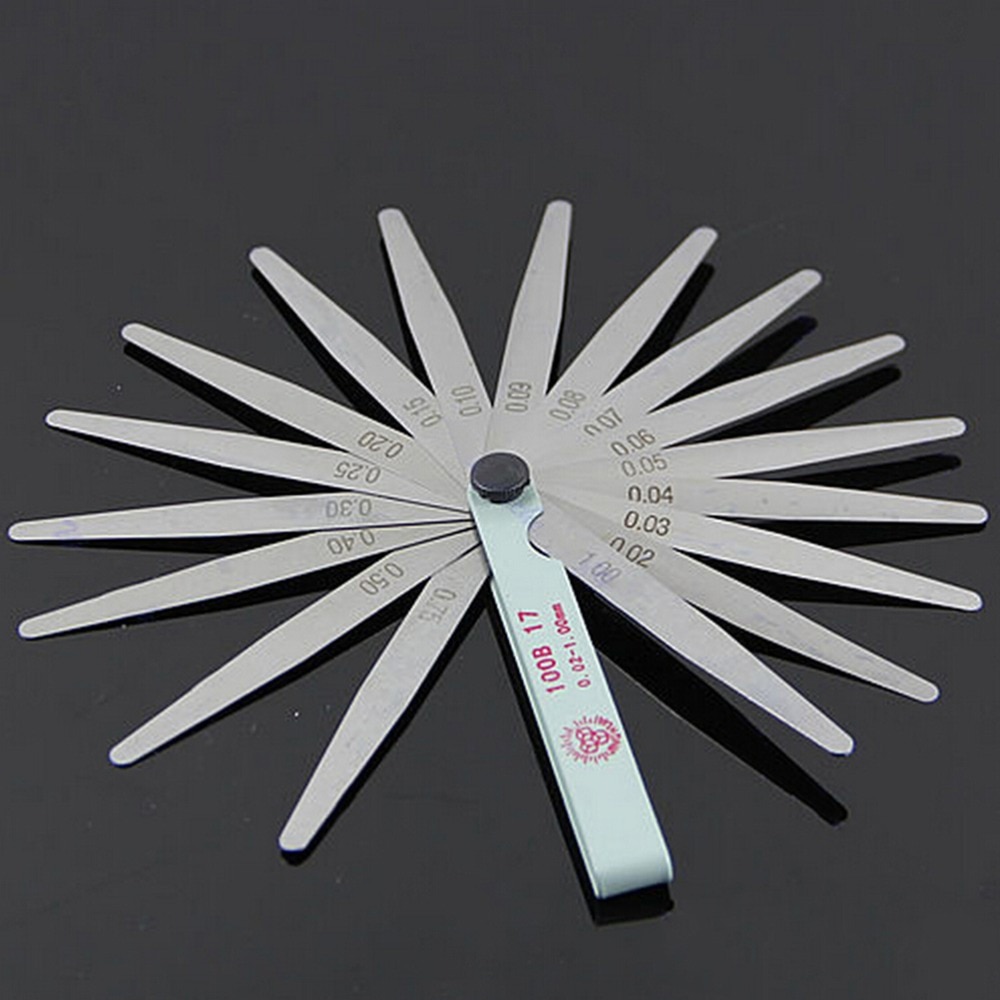 17 lames bougie d'allumage épaisseur écart métrique remplissage palpeur jauge mesure métrique 0.02 à 1mm acier outils de mesure 100mm