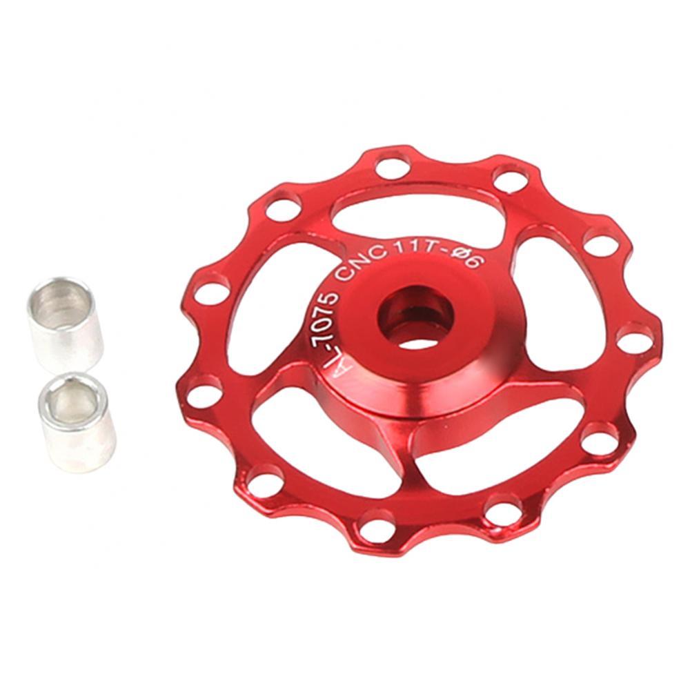Rear Derailleur MTB Replacement Aluminum Alloy Road Bike 11T/13T Guide Cycling Wheel Pulley Bicycle Accessories Parts: Red 11T
