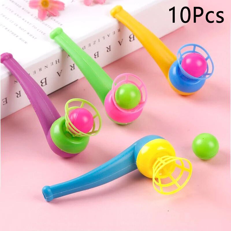 10Pcs Plastic Float Blazen Ballen Baby Blaaspijp Ballen Speelgoed Adem Staaf Bal Kinderen Opgeschort Balans Training Speelgoed Familie game