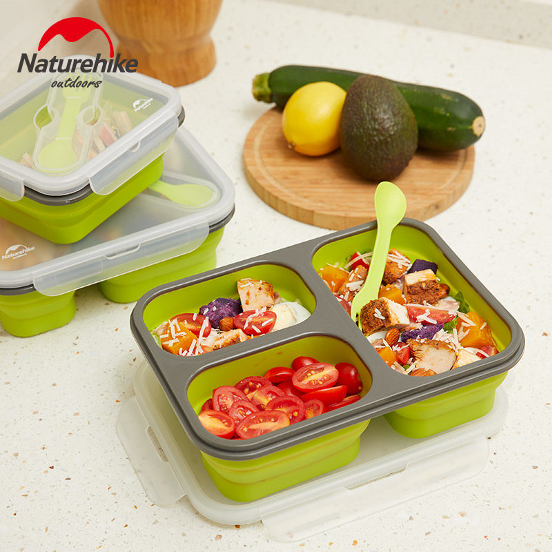 Naturehike Portable Foldable Outdoor Tableware Silicone Collapsible Lunch Box Camping Cutlery Cookware Food Storage Container