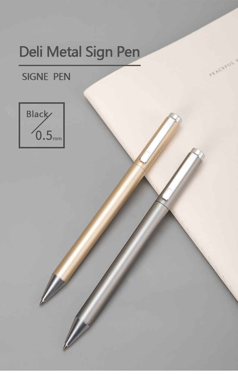 Xiaomi deli metal skilt pen kuglepen signering pen 0.5mm gel premec glat switzerland refill sort blæk kontor skole skrivepen