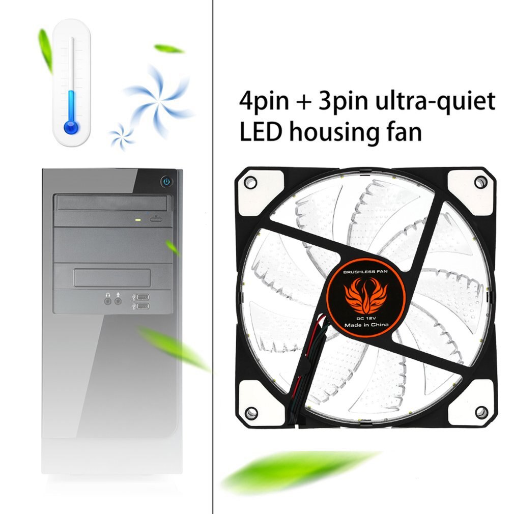 120mm LED Ultra Silent Computer PC Case Fan 15 LEDs 12V Easy Installed