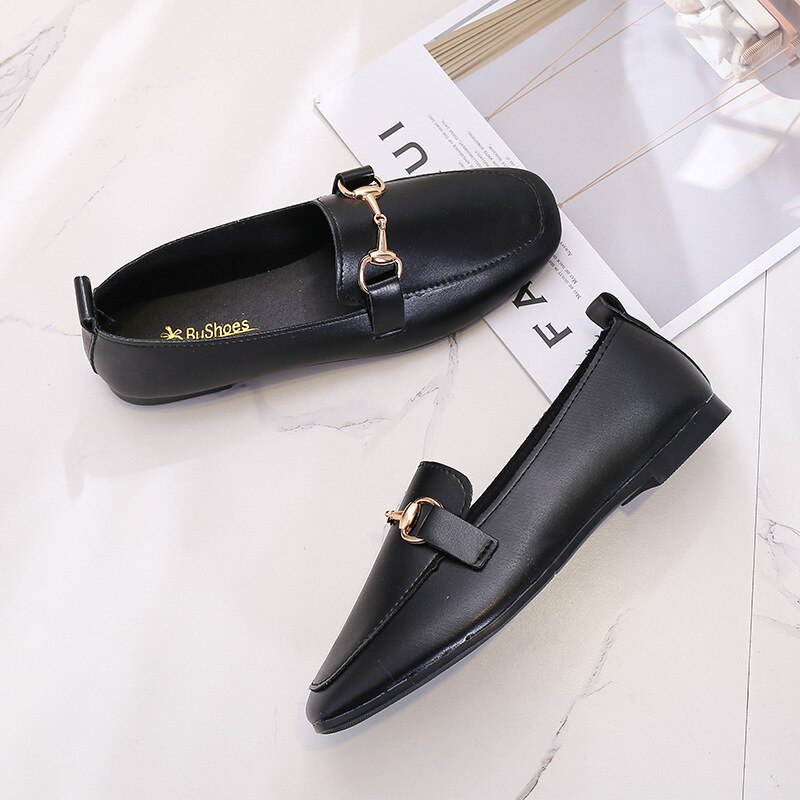 Platte schoenen loafers voor dames pu leren vierkante neus instappers dames dames zomer sandalen damesschoenen